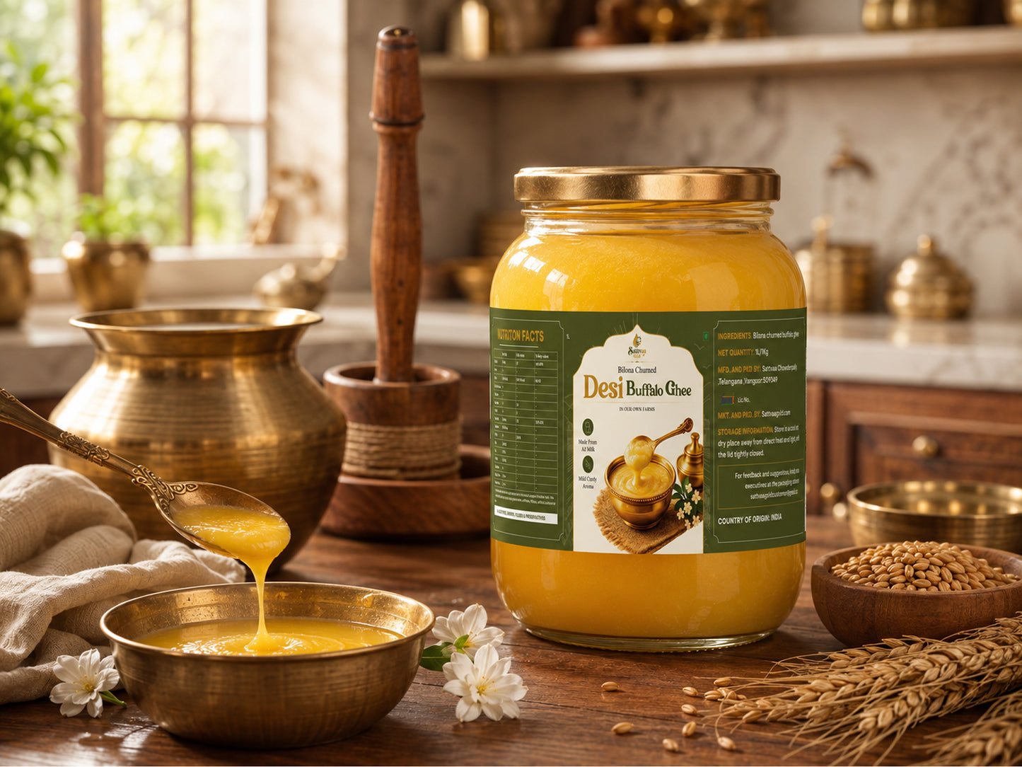 Bilona churned buffalo ghee 1L